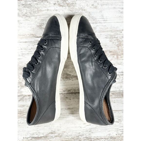 Women's Frye Mindy Low Black Leather Lace Up Sneakers Sz 7M - Picture 7 of 12